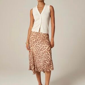 Leopard Print Midi Skirt NWT Gwyneth Flounce Hem